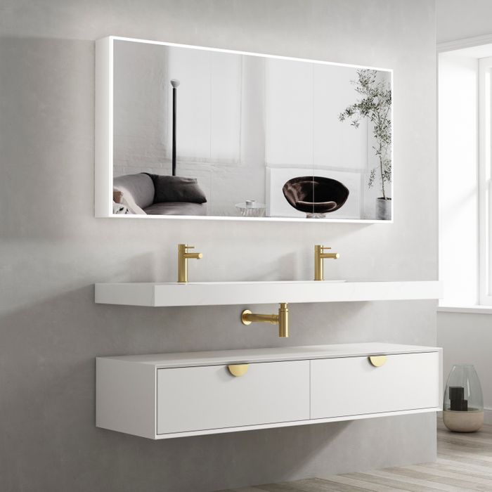 Otti Moonlight Led Matte White Wall Hung Shaving Cabinet 1500X650mm