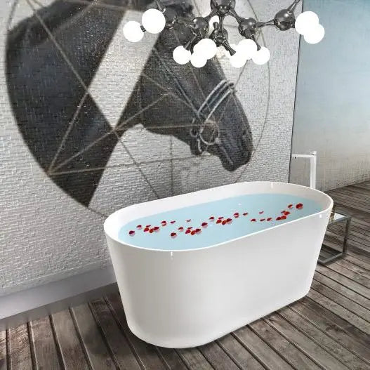 ISEO 1300mm Ultra-Slim Freestanding Gloss White Bathtub - Aqualux Bathrooms- Mercio