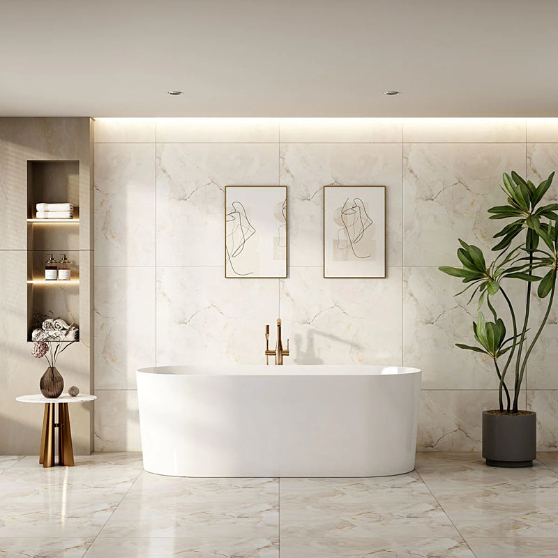 ISEO 1300mm Ultra-Slim Freestanding Gloss White Bathtub