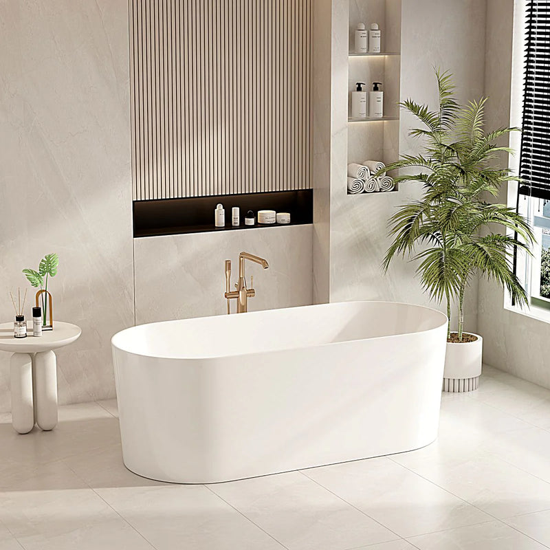 ISEO 1300mm Ultra-Slim Freestanding Gloss White Bathtub