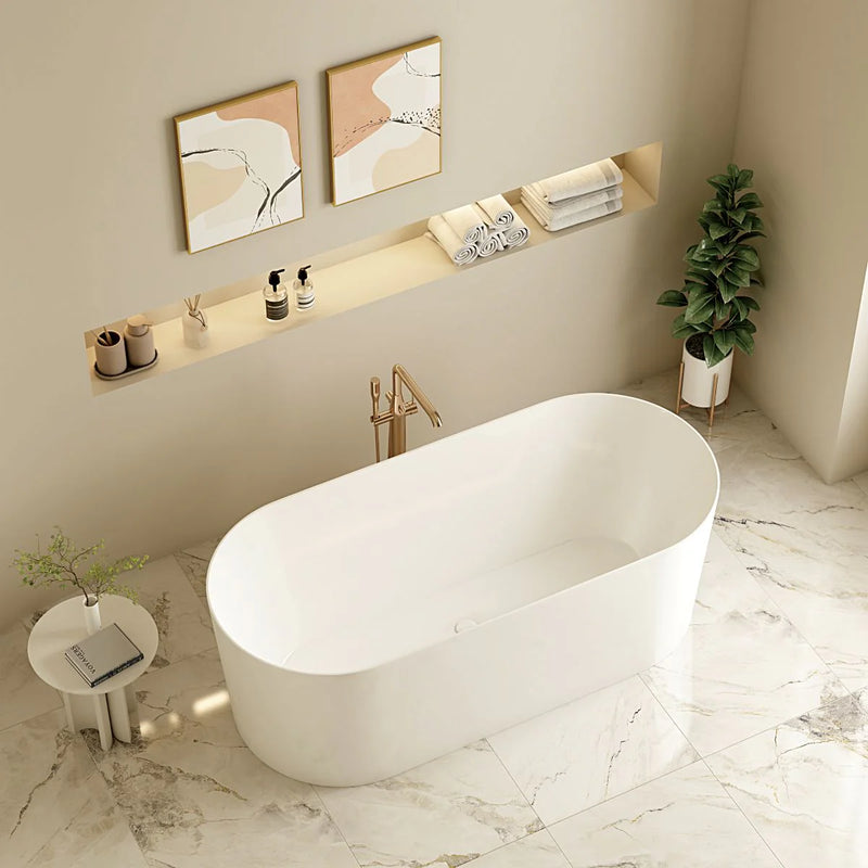 ISEO 1300mm Ultra-Slim Freestanding Gloss White Bathtub