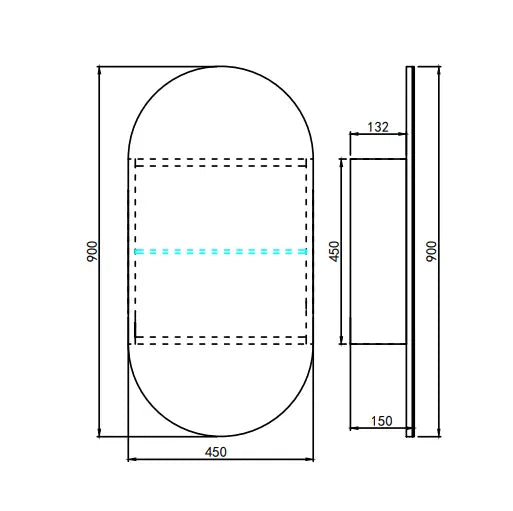 Olivia Mirror Door Shaving Cabinet Arch 600mm - Aqualux Bathrooms- Poseidon