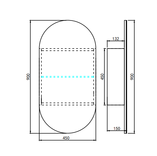 Olivia Mirror Door Shaving Cabinet Arch 600mm