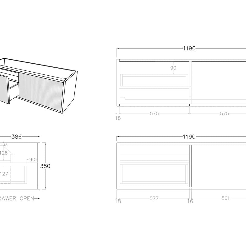 Bellevue Wall Hung Ensuite Vanity 1200 (Prime Oak) - Aqualux Bathrooms- Poseidon