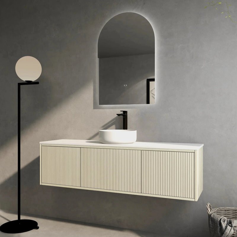 Bellevue Wall Hung Ensuite Vanity 1500 (Coastal Oak/Single Bowl) - Aqualux Bathrooms- Poseidon