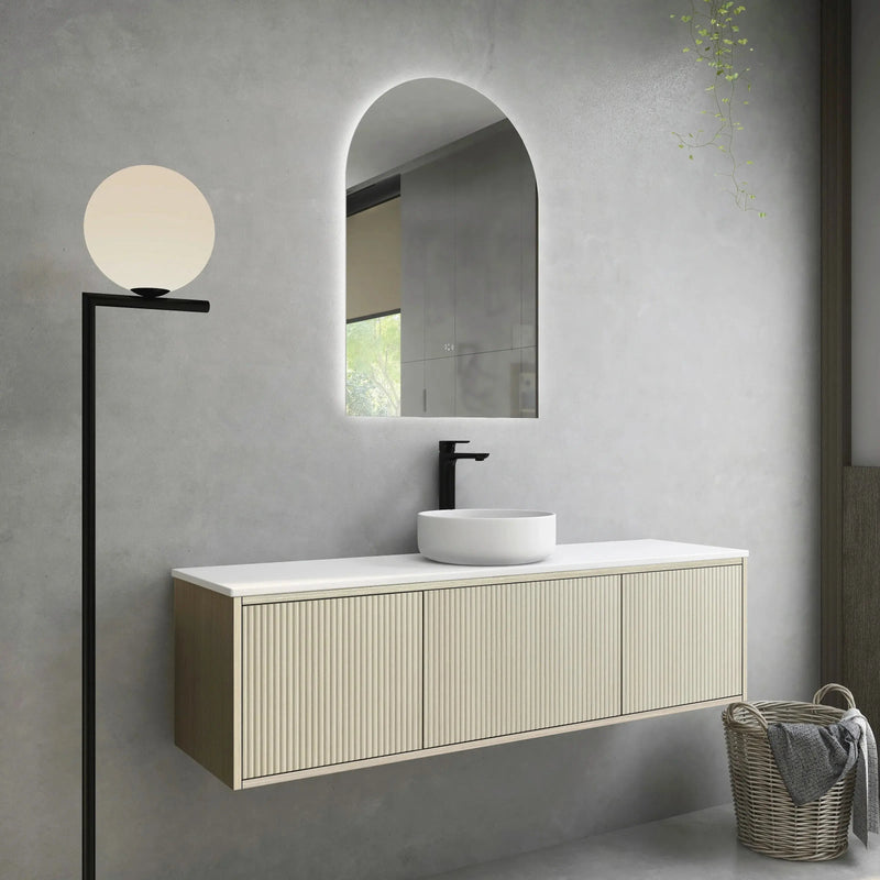 Bellevue Wall Hung Standard Vanity 1200 (Coastal Oak/Single Bowl) - Aqualux Bathrooms- Poseidon