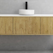Bellevue Wall Hung Standard Vanity 1500 (Prime Oak/Single Bowl) - Aqualux Bathrooms- Poseidon