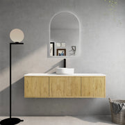 Bellevue Wall Hung Standard Vanity 1500 (Prime Oak/Single Bowl) - Aqualux Bathrooms- Poseidon