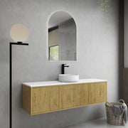 Bellevue Wall Hung Standard Vanity 1500 (Prime Oak/Single Bowl) - Aqualux Bathrooms- Poseidon