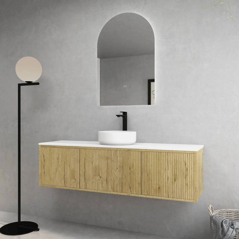Bellevue Wall Hung Standard Vanity 1500 (Prime Oak/Single Bowl) - Aqualux Bathrooms- Poseidon