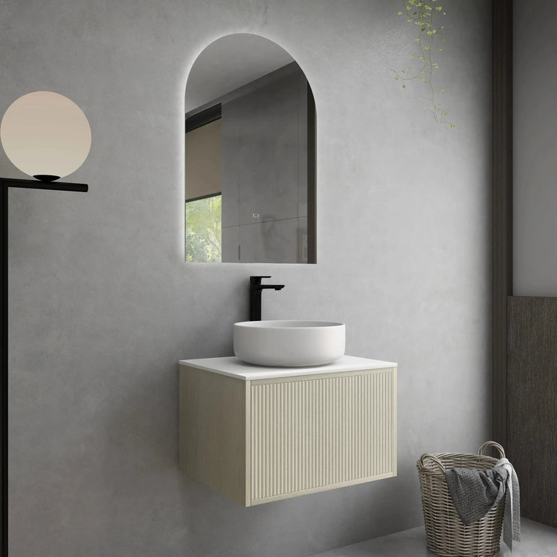 Bellevue Wall Hung Ensuite Vanity 600 (Coastal Oak) - Aqualux Bathrooms- Poseidon