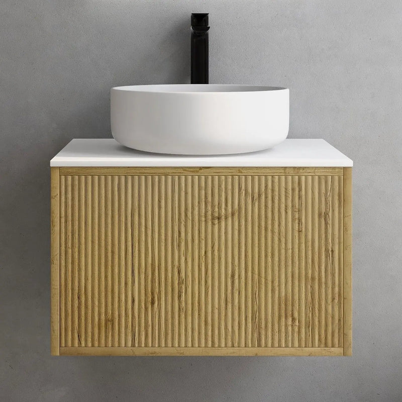 Bellevue Wall Hung Standard Vanity 600 (Prime Oak) - Aqualux Bathrooms- Poseidon