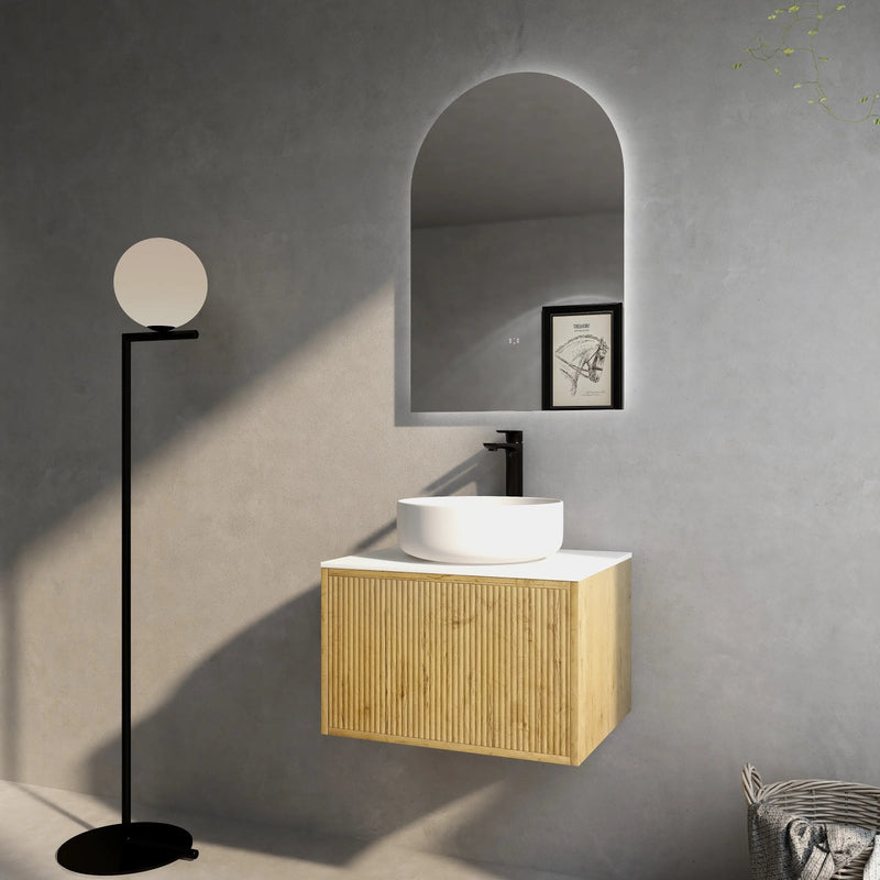 Bellevue Wall Hung Standard Vanity 600 (Prime Oak) - Aqualux Bathrooms- Poseidon
