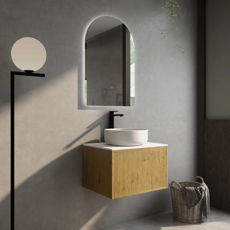 Bellevue Wall Hung Standard Vanity 600 (Prime Oak) - Aqualux Bathrooms- Poseidon