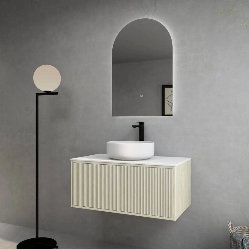 Bellevue Wall Hung Standard Vanity 900 (Coastal Oak) - Aqualux Bathrooms- Poseidon