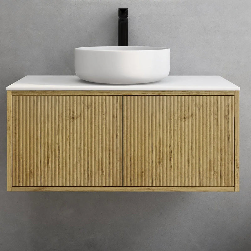 Bellevue Wall Hung Standard Vanity 900 (Prime Oak) - Aqualux Bathrooms- Poseidon