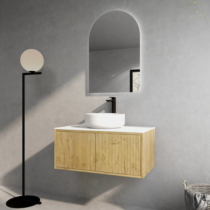 Bellevue Wall Hung Standard Vanity 900 (Prime Oak) - Aqualux Bathrooms- Poseidon