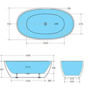 Stella Freestanding - Non Overflow Bathtub - Matte black inside and otuside - Aqualux Bathrooms- Poseidon