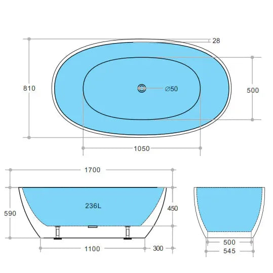 Stella Freestanding Bathtub - Non Overflow