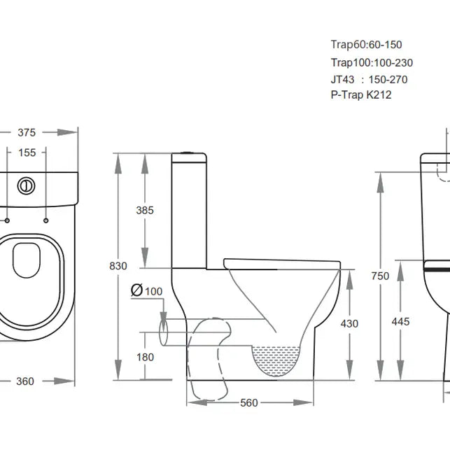 Bela Skew Toilet Suite - Aqualux Bathrooms- Poseidon