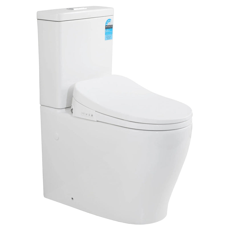 Zeus Rimless Tornado Back to Wall Toilet Suite With Stella Smart Seat Bidet - Aqualux Bathrooms- Poseidon