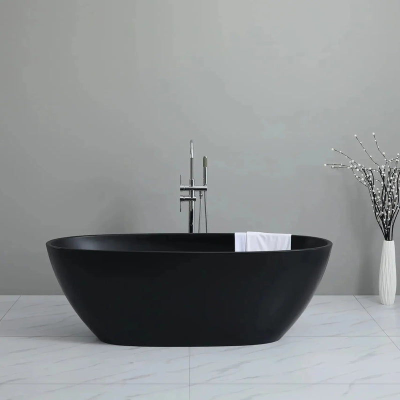 Stella Freestanding - Non Overflow Bathtub - Matte black inside and otuside - Aqualux Bathrooms- Poseidon