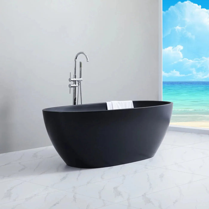 Stella Freestanding - Non Overflow Bathtub - Matte black inside and otuside