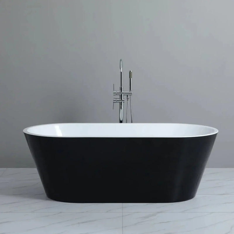 Ovia Black Free Standing - Non Overflow Bathtub - Aqualux Bathrooms- Poseidon