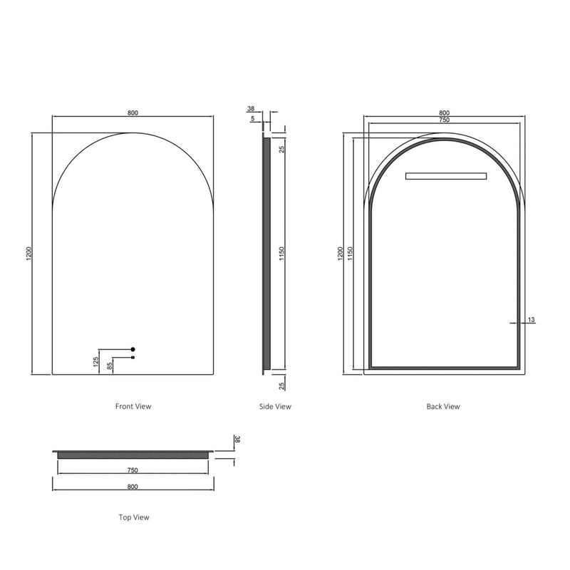 Otti Archie Frameless Led Mirror 800X1200mm