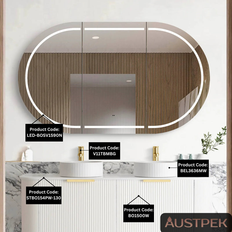 Otti Bondi Natural Oak Led Shaving Cabinet With Powerpoint 1500X900mm