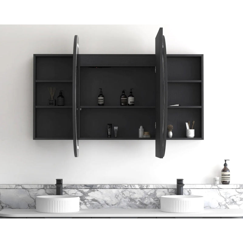 Otti Bondi Black Oak Led Shaving Cabinet With Powerpoint 1800X900mm