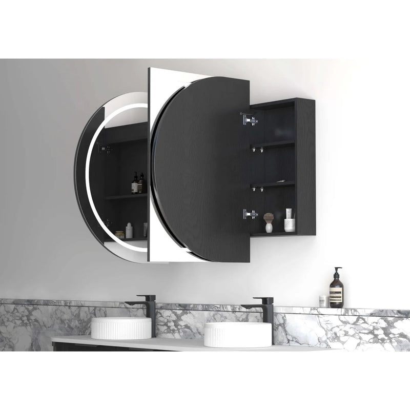 Otti Bondi Black Oak Led Shaving Cabinet With Powerpoint 1800X900mm
