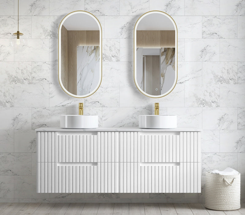 Otti Noosa Framed Oval Led Mirror 3 Colour Lights Brushed Gold 450X900mm