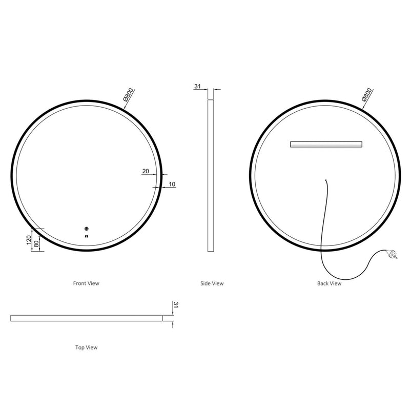 Otti Bondi Metal Framed Led Mirror Gold 800X800mm
