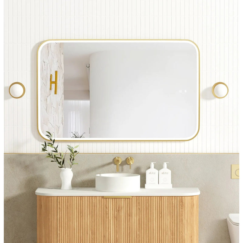 Otti Newport Metal Framed Led Mirror Brushed Gold 750X1200mm