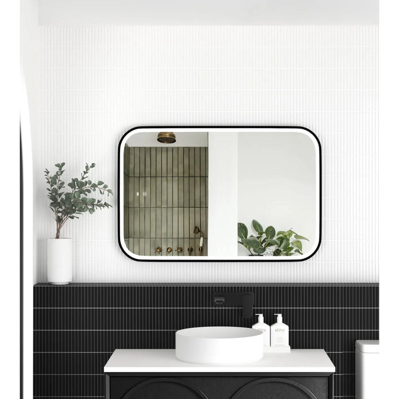 Otti Newport Metal Framed Led Mirror Matte Black 600X900mm