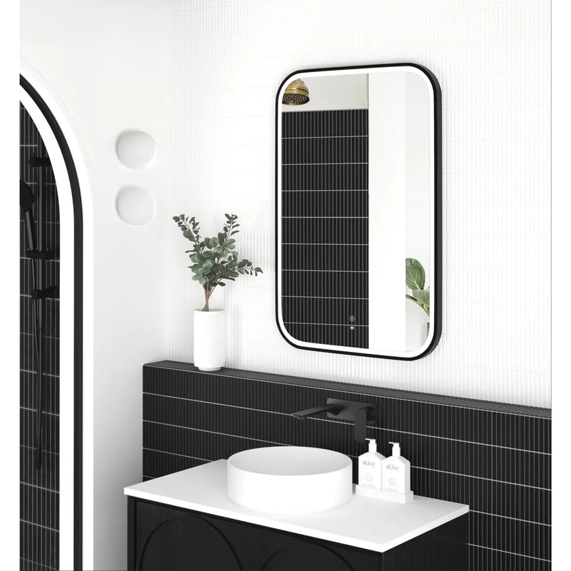 Otti Newport Metal Framed Led Mirror Matte Black 600X900mm