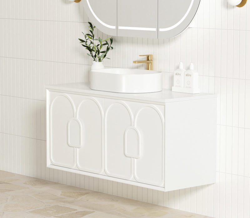 Otti Laguna Mark Ii Matte White 1200mm Single Bowl Wall Hung Vanity