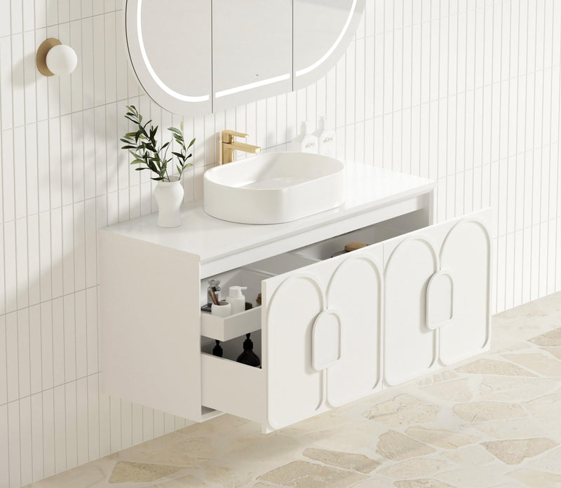 Otti Laguna Mark Ii Matte White 1200mm Single Bowl Wall Hung Vanity