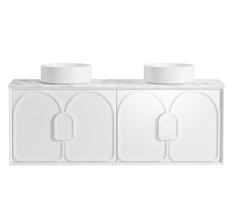 Otti Laguna Mark Ii Matte White 1500mm Double Bowl Wall Hung Vanity