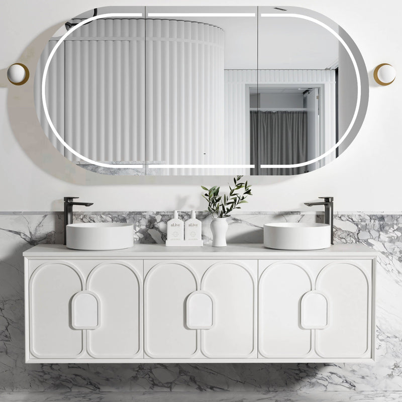 Otti Laguna Mark Ii Matte White 1800mm Double Bowl Wall Hung Vanity