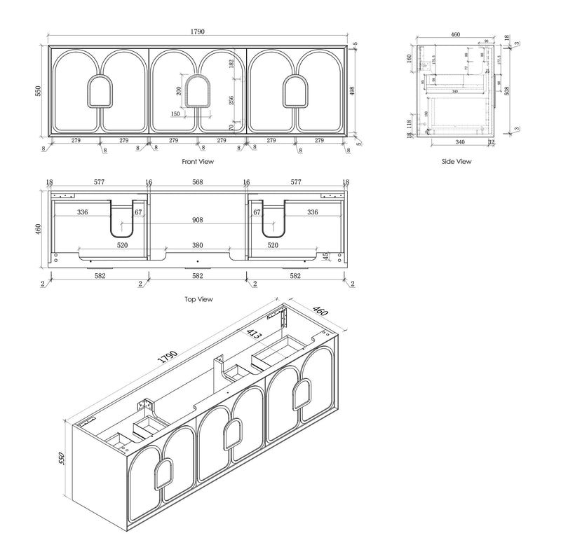 Otti Laguna Mark Ii Matte White 1800mm Double Bowl Wall Hung Vanity