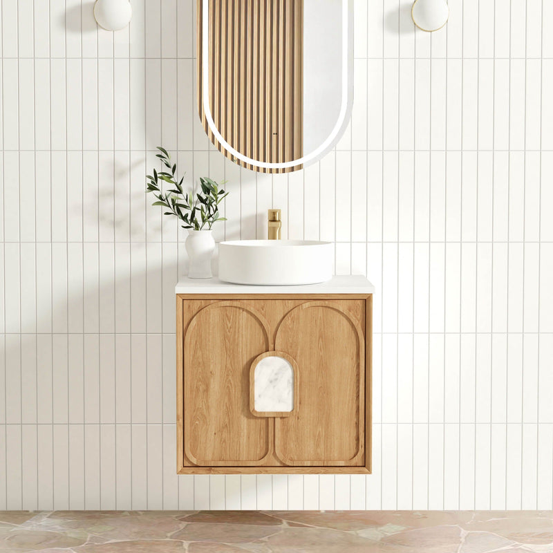 Otti Laguna Mark Ii Woodland Oak 600mm Single Bowl Wall Hung Vanity