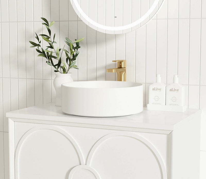 Otti Laguna Mark Ii Matte White 600mm Single Bowl Wall Hung Vanity