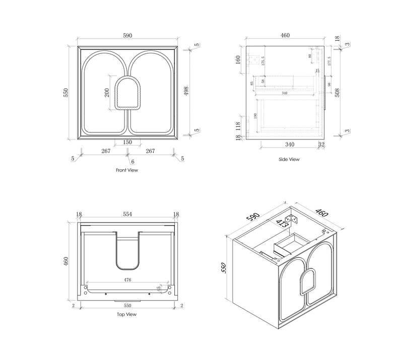 Otti Laguna Mark Ii Matte White 600mm Single Bowl Wall Hung Vanity