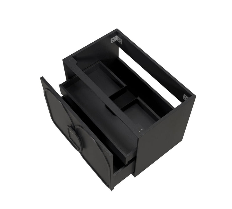 Otti Laguna Black American Oak 750mm Single Bowl Wall Hung Vanity