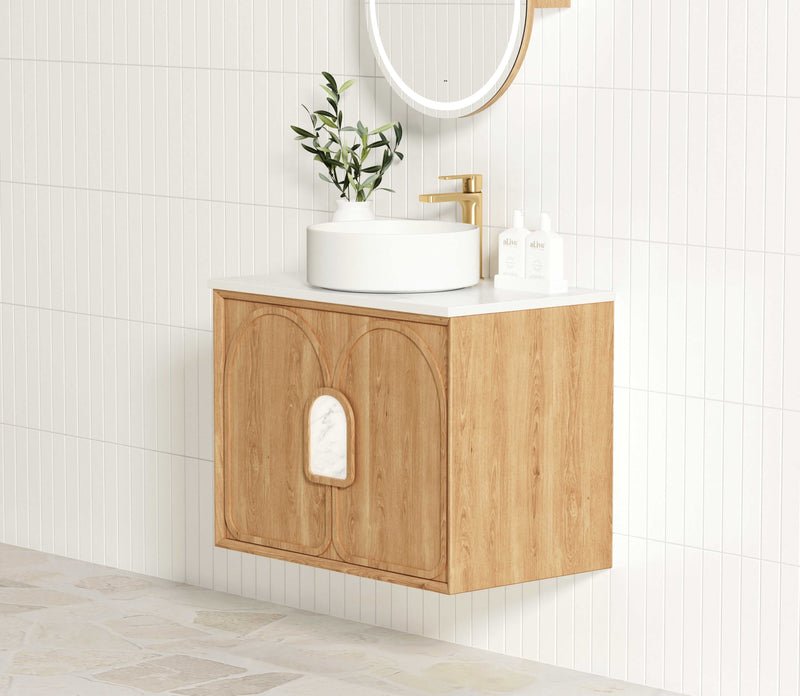 Otti Laguna Mark Ii Woodland Oak 750mm Single Bowl Wall Hung Vanity