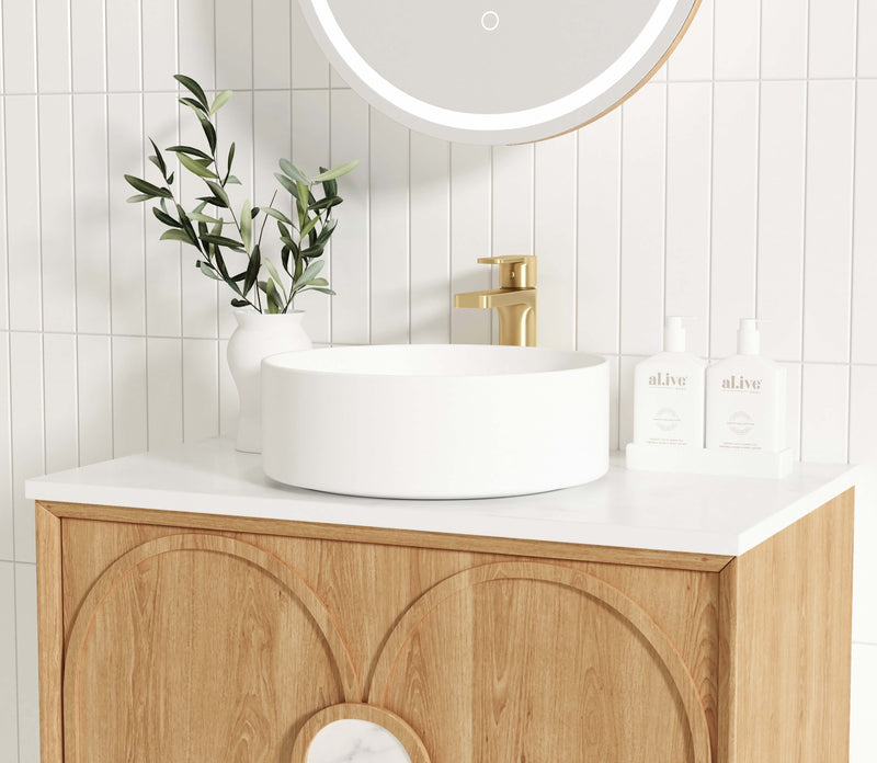 Otti Laguna Mark Ii Woodland Oak 750mm Single Bowl Wall Hung Vanity