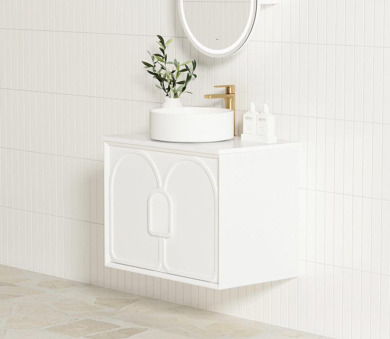 Otti Laguna Mark Ii Matte White 750mm Single Bowl Wall Hung Vanity