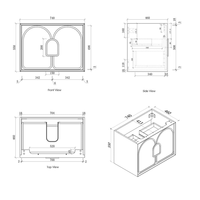 Otti Laguna Mark Ii Matte White 750mm Single Bowl Wall Hung Vanity